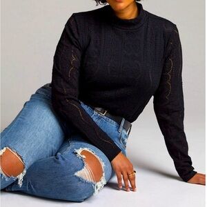 🔥SALE🔥Anthro Lace Mock Neck Top, XL